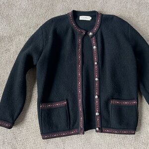L.L. Bean Black Sweater with Red Accents